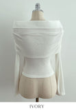 Bella Shirt Color Matching Layered Off-Shoulder T-shirt