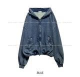 Detro Denim Track Hood Zip-Up