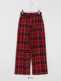 Roncoy Banding Brushed Check Wide Pants