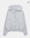 Kuan Hood High Neck Button Knit Cardigan