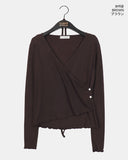 [Muffler set] Hicker tie strap muffler wrap button long sleeve T-shirt