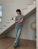 Q's Belted Wide Denim Pants