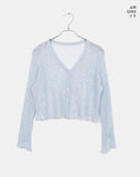 Ate frill punching see-through cardigan