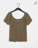 Eveny shirring volume hole short sleeve knit