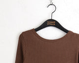 Tatin back buckle strap slit long sleeve T-shirt