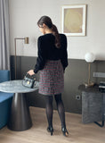 Cleans Check Tweed A-Line Mini Skirt