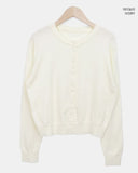 Rodun Button Point Round Neck Knit Cardigan