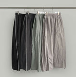 Rustling Folding Vertical Color Matching Stripe Two-Way Wide Jogger Banding Pants