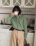 Molded Cable Collar Cardigan