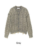 Lahen Cable Dyeing Damage Cardigan