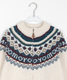 Vanini Nordic Round Wool Knit Zip-Up Cardigan