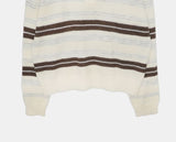 Cuff Stripe Color Matching Collar Loose Fit Long Sleeve Knit
