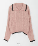 Yugo Color Matching Collar Knit Cardigan