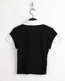 Blon Geek Chic Layered Fake Layered Vest Short Sleeve Shirt