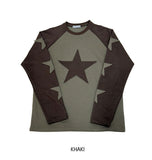 Applique star patch raglan long sleeves