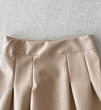 Chase Pleated Leather Long Skirt