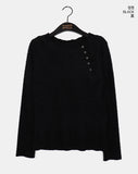 Web unbalanced button open angora pine needle knitwear