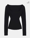 Pumin Square Neck Brushed Slim T-Shirt