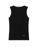 [LANARCH] Waffle Henley Neck Sleeveless