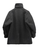 High-neck quilted adjust wool half coat