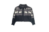 Buffy Nordic Vintage High Neck Knit Cardigan
