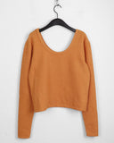 Off Shoulder Loose Fit Deep U Neck L/S T