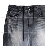 Boosting tie-die damage wide denim pants