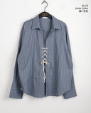 Tornet Western Eyelet String Slit Cotton Long Sleeve Shirt