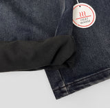 Washing Banding Heated Fabric Brushed Hem Snap Wide Fit Denim Pants XL~