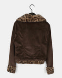 Rotel Leopard Hopi Fur Contrast Corduroy Jacket