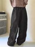 Furba Pintuck Shirred Raw Denim Two-Way Long Wide Jogger Pants