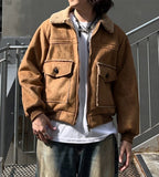 [Fleece Lining] Suede Crop Shearling Jacket