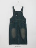 Makui Denim Suspender Long One Piece