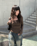 Brit Lace Scarf Square Neck T-Shirt