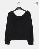 Kento waffle pocket off-shoulder sweatshirt