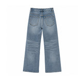 Left-washed flare denim pants