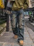 Shun Laser Pintuck Cargo Denim Pants