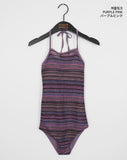 [MADE] Muka hippie stripe net halter neck monokini swimsuit