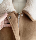 [Wool Lining] Momen Fur Collar Soft Suede Jumper