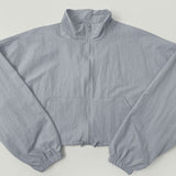 High-Neck String Crop Windbreaker