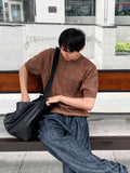 Cable knit short sleeve henry neck ver