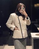 Snowing Color Matching Boucle Double Half Jacket