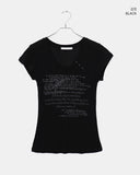 Diaen Lettering Print Button Short Sleeve T-Shirt