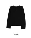 Karen Button Henley Neck Ribbed Knit