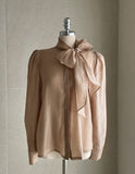 Teulie Chiffon Tie Puff Blouse