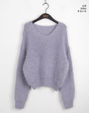 Selena V-neck Angora Long Sleeve Knit
