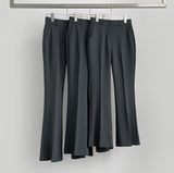 Hidden Banding Pin Tuck Long Boot Cut Span Slacks Pants