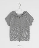 Shawly Dot Short Sleeve Hood Zip-Up
