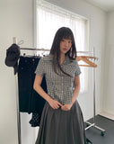 Ascend Check Collar Pin Tuck Shirt