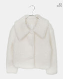 Neyu collar wool fluffy quilted fur half jacket